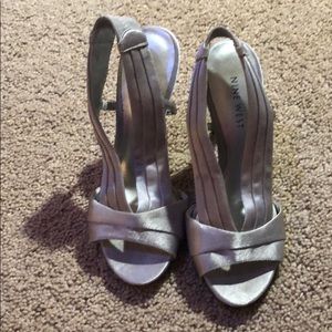Satin silver Nine West heels